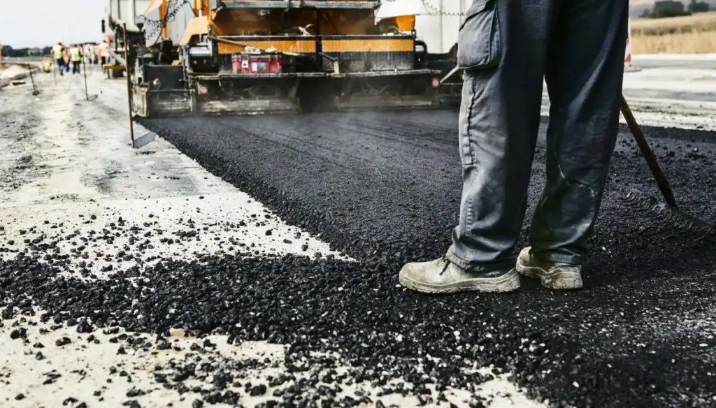 Impermeabilizzazione sotto asfalto: stesura del conglomerato bituminoso sopra la poliurea