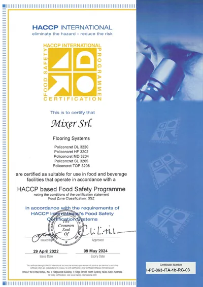 Documento: Certificato HACCP Policoncret